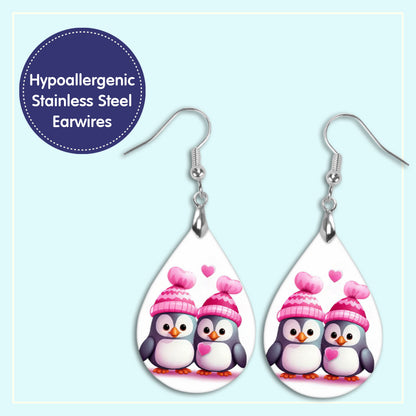 Valentine's Day Penguin Earrings