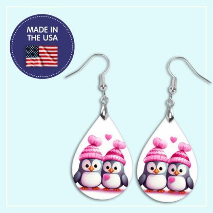 Valentine's Day Penguin Earrings