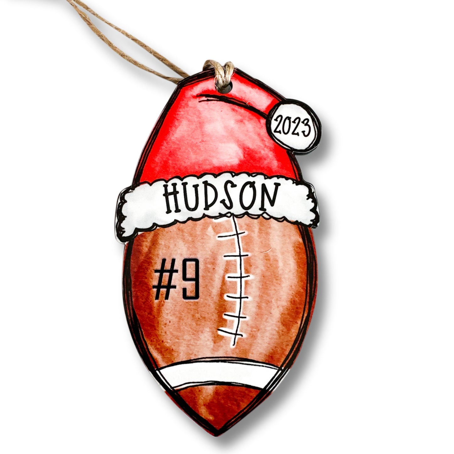Personalized Football Ornament – Custom Name, Number & Year