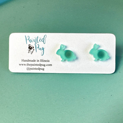 Easter Bunny Green Stud Earrings