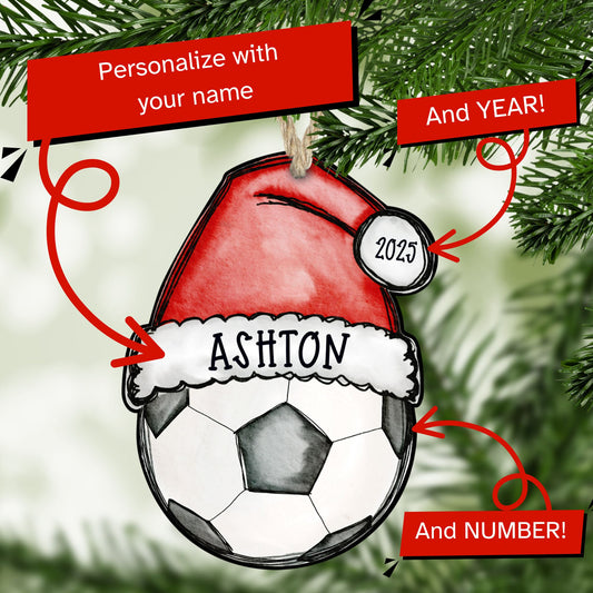 Personalized Soccer Ornament – Custom Name, Number & Year