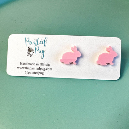 Easter Bunny Pink Stud Earrings
