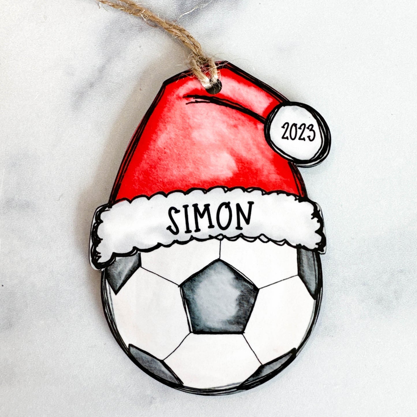 Personalized Soccer Ornament – Custom Name, Number & Year