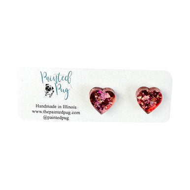 Valentine's Day Heart Shaped Glittered Stud Earrings