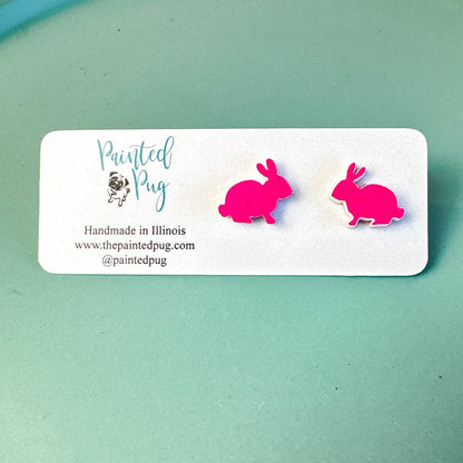 Easter Bunny Fuchsia Stud Earrings