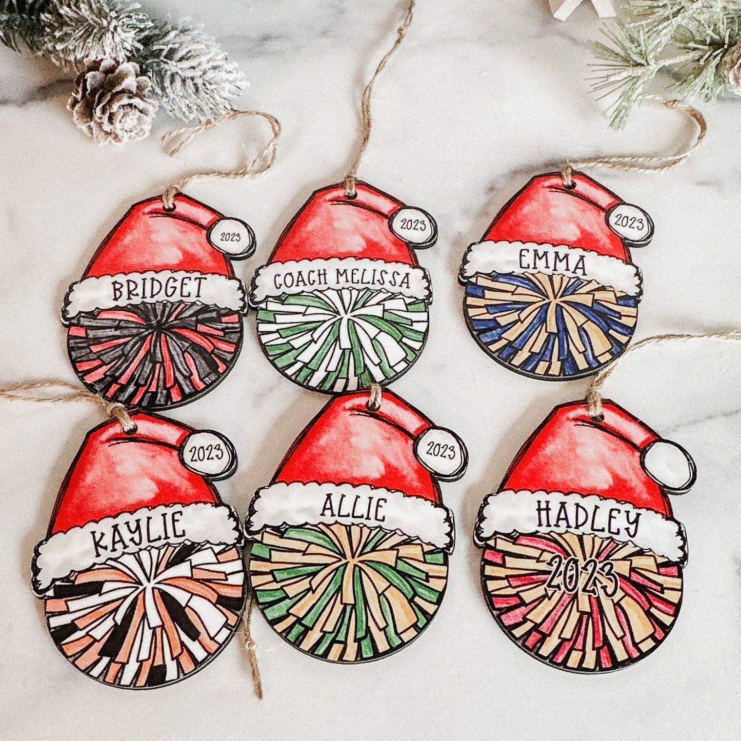 Personalized Cheer Pom Ornament – Custom Name, Number & Year