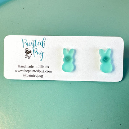 Green Easter Bunny Stud Earrings