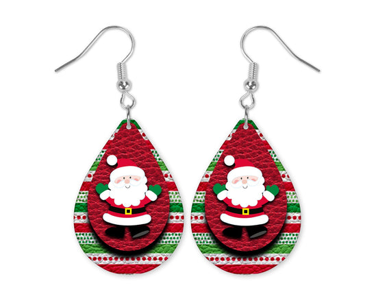 Santa Claus Christmas Teardrop Dangle Earrings – Festive & Fun Holiday Jewelry