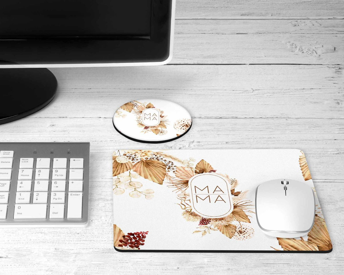 Boho pampas desk set