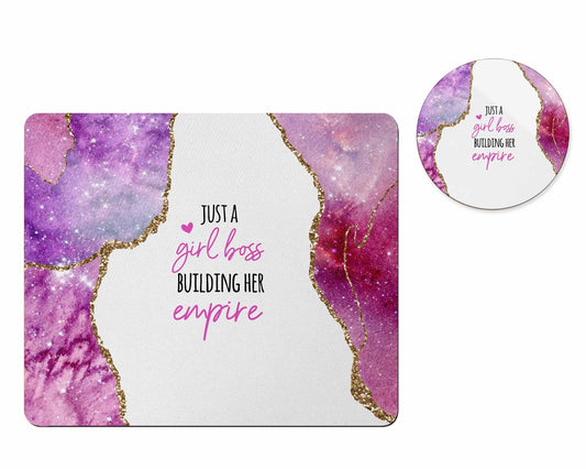 Girl boss building her empire mousepad and coaster set