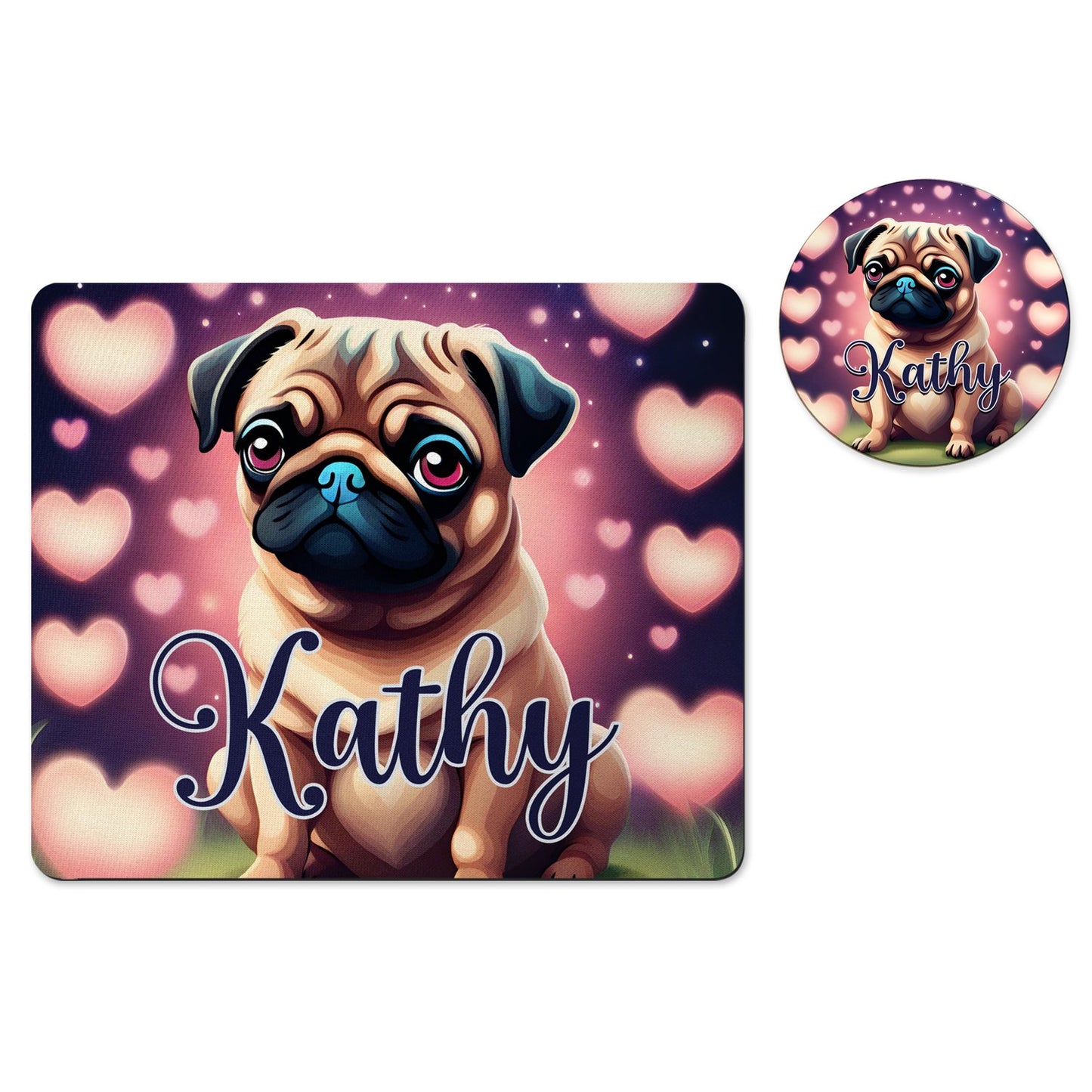 Pug hearts desk set