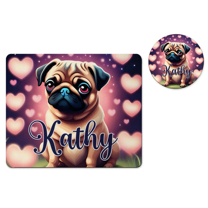Pug hearts desk set