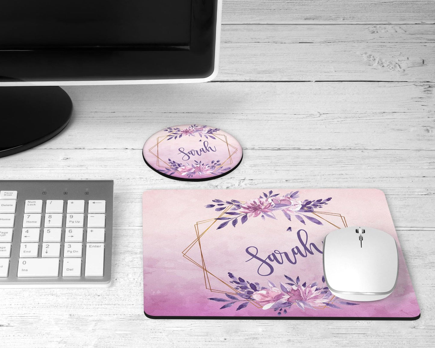 Purple wreath desk set