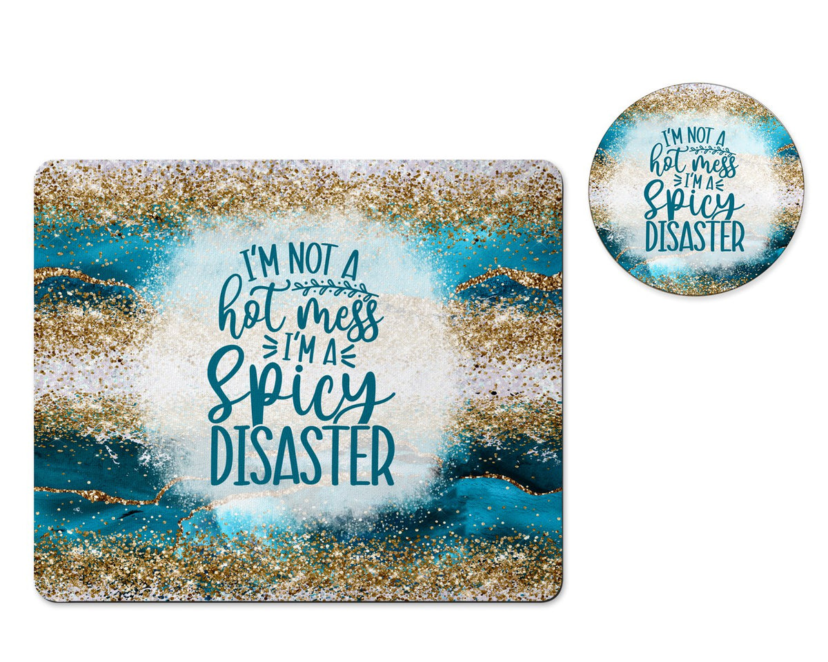 Spicy disaster funny mousepad and coaster set