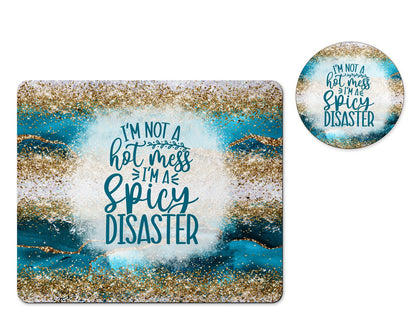 Spicy disaster funny mousepad and coaster set