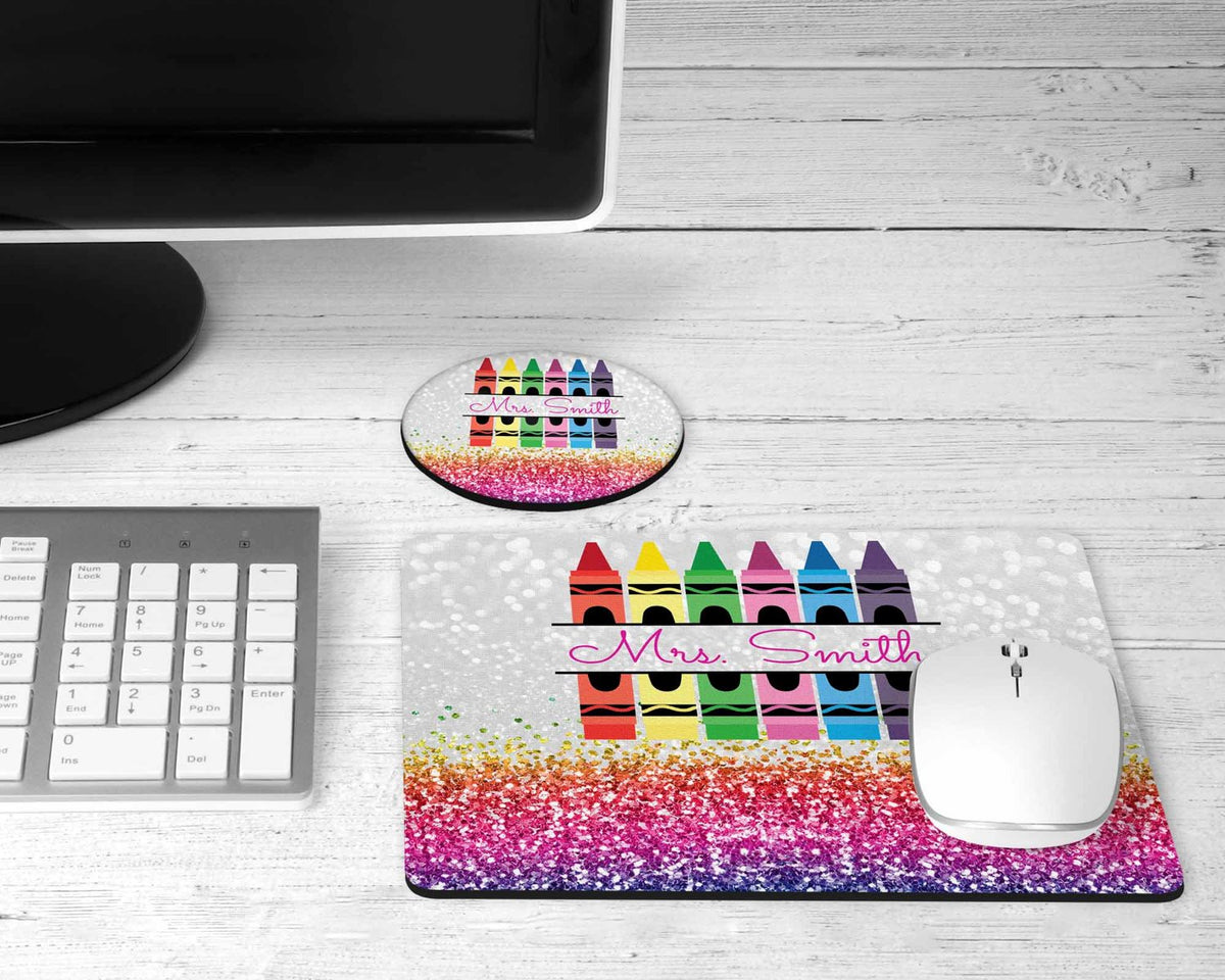 Teacher crayon glitter desk set