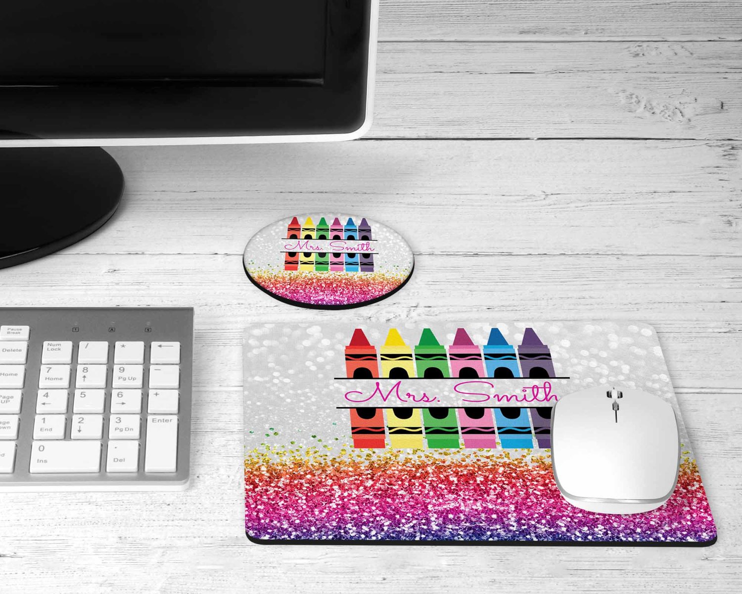 Teacher crayon glitter desk set