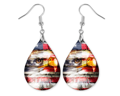 American Flag Eagle Teardrop Earrings