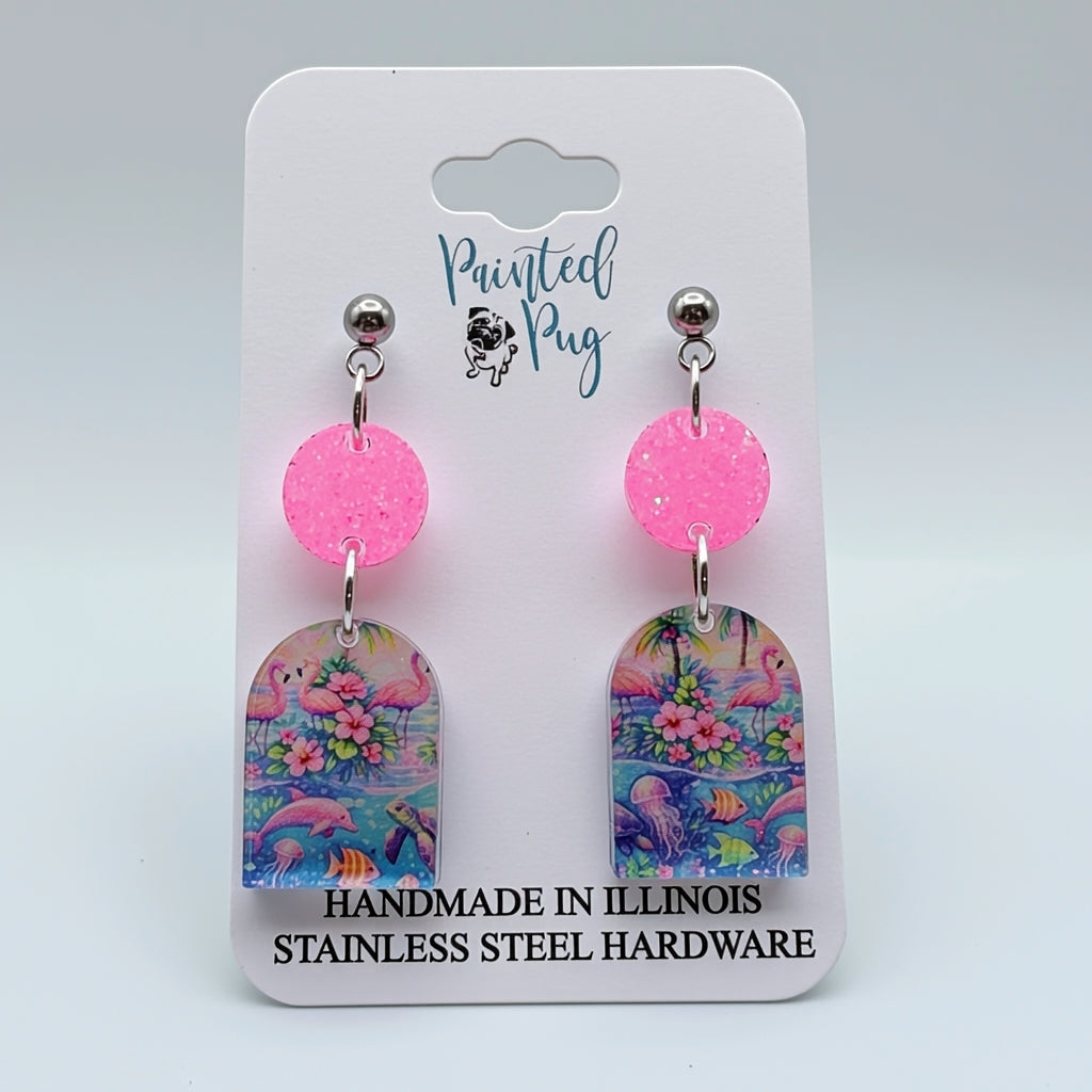 Flamingo Beach Dangle Earrings
