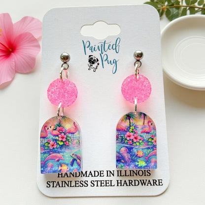 Flamingo Beach Dangle Earrings