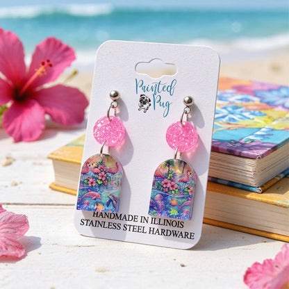 Flamingo Beach Dangle Earrings