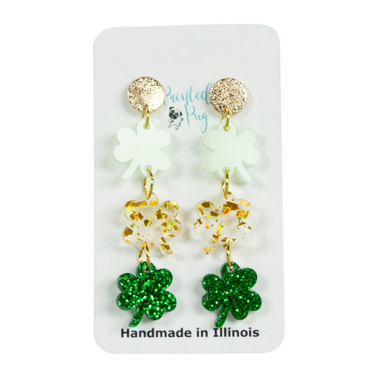 Dangly St Patrick's Day Shamrock Earrings for Women
