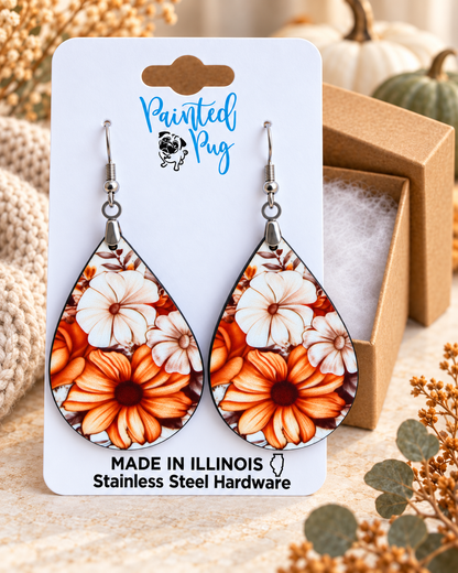 Boho Floral Teardrop Earrings – Fall Inspired