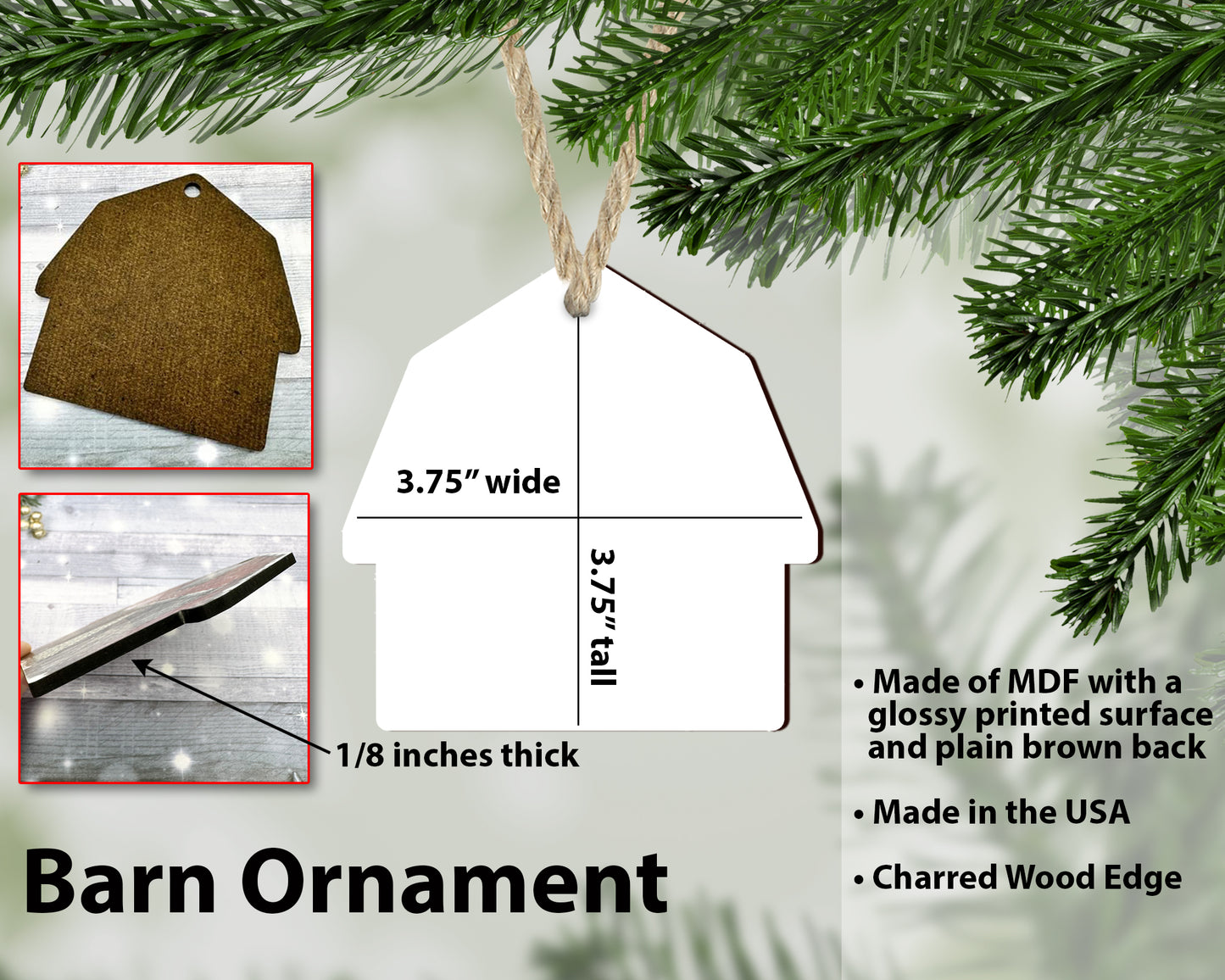 Personalized Red Barn Family Ornament – 2025 Christmas Keepsake