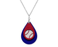 Baseball Blue Red Teardrop Shape Necklace