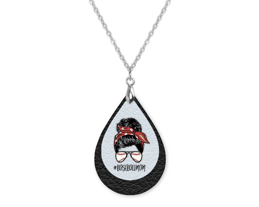 Baseball Mom Teardrop Shape Necklace
