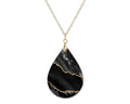Black Gold Agate Teardrop Shape Necklace
