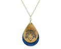 Blue Gold Tiger Game Day Teardrop Shape Necklace