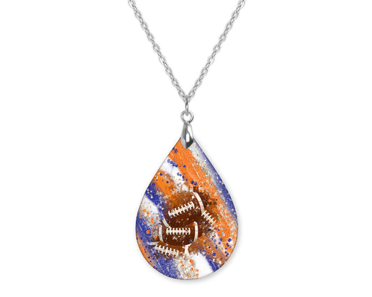 Blue Orange Milkyway Football Teardrop Shape Necklace