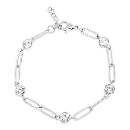 Crystal Paperclip Chain Bracelet – 18K Gold or Silver Stainless Steel