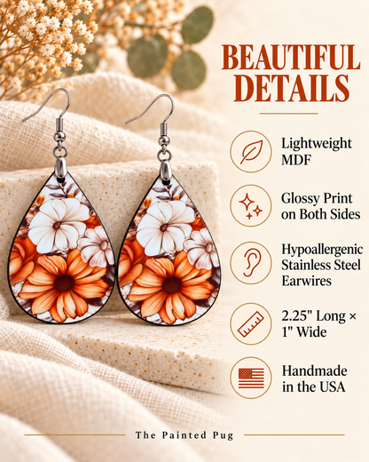 Boho Floral Teardrop Earrings – Fall Inspired