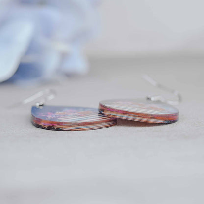 Floral Book Lover Earrings – Acrylic Teardrop Dangle for Readers and Teachers
