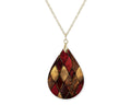 Burgundy Gold Teardrop Shape Necklace