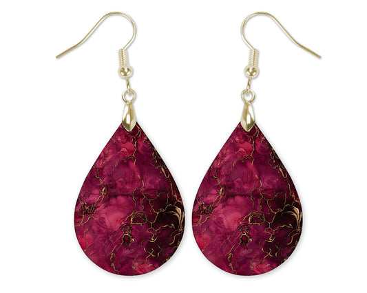 Burgundy Magenta Dangle Teardrop Earrings