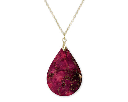 Burgundy Magenta Teardrop Shape Necklace