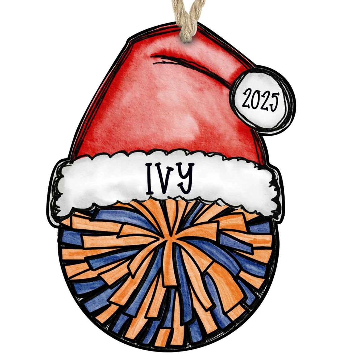 Cheer pom ornament blue and orange