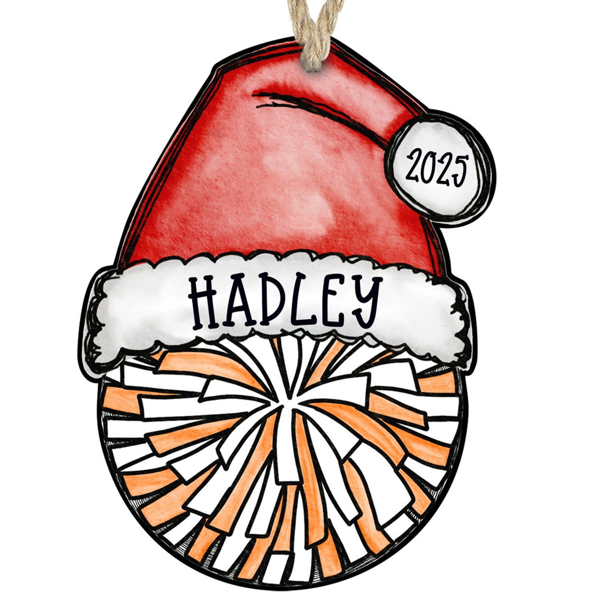 Cheer pom ornament orange and white