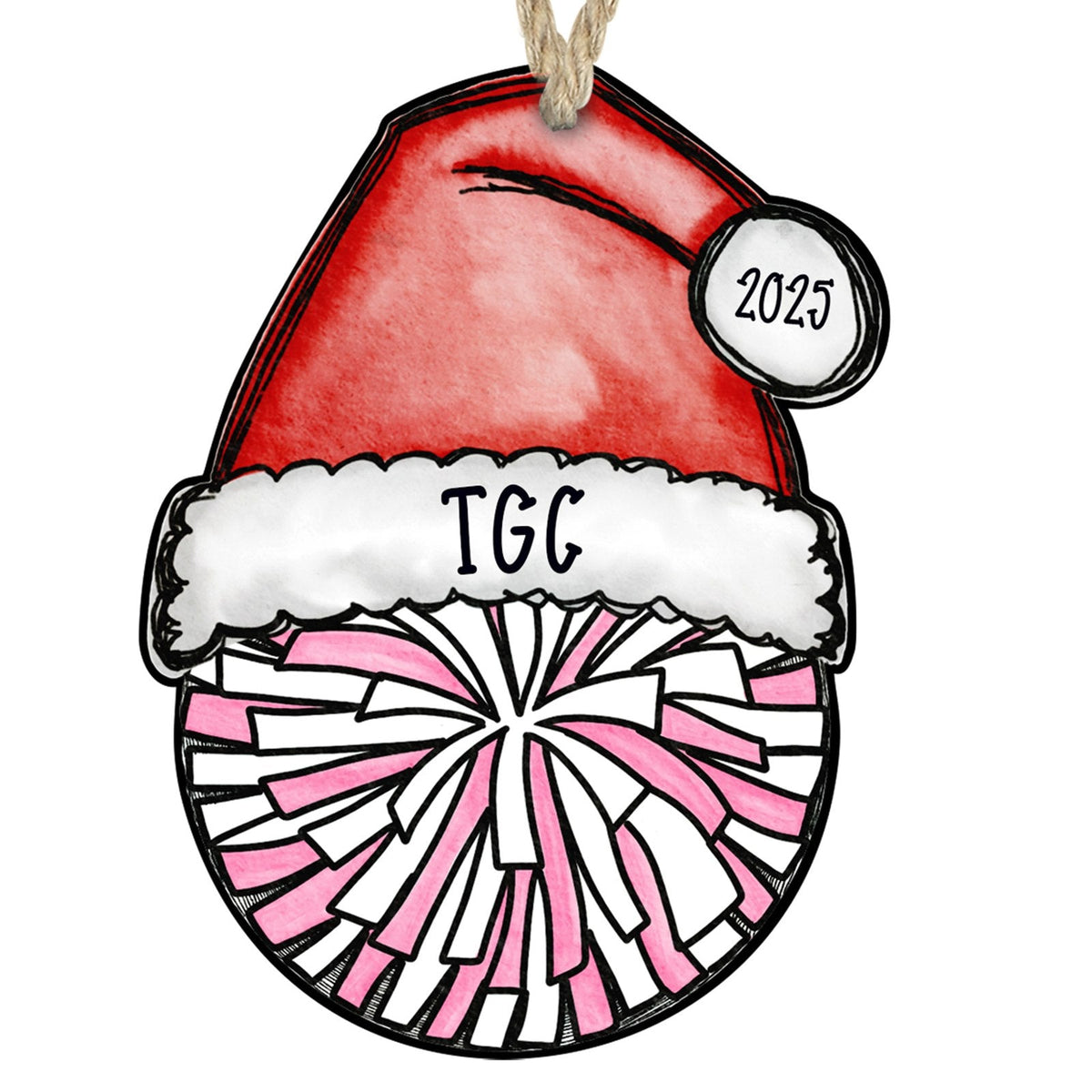 Cheer pom ornament pink and white