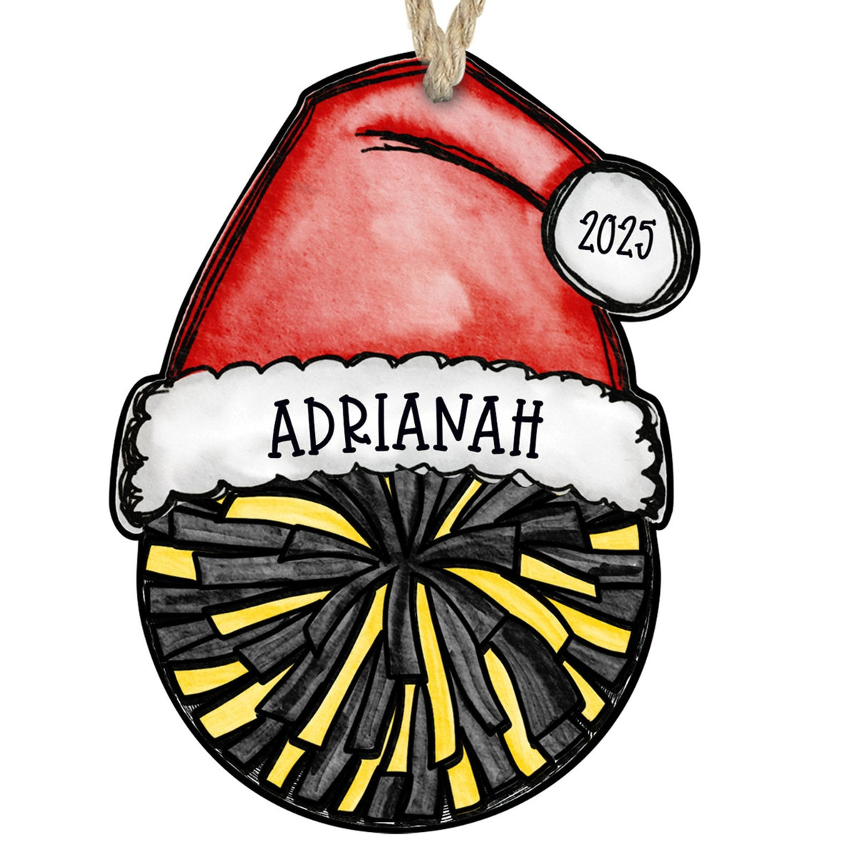 Cheer pom ornament yellow and black