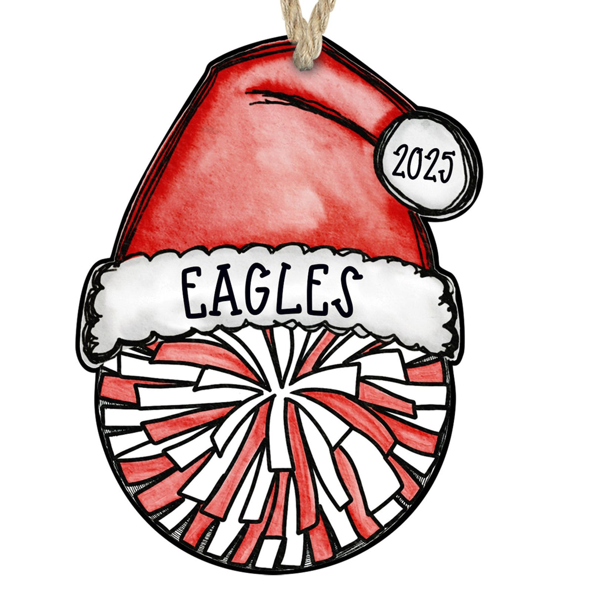 Cheer pom ornament red and white