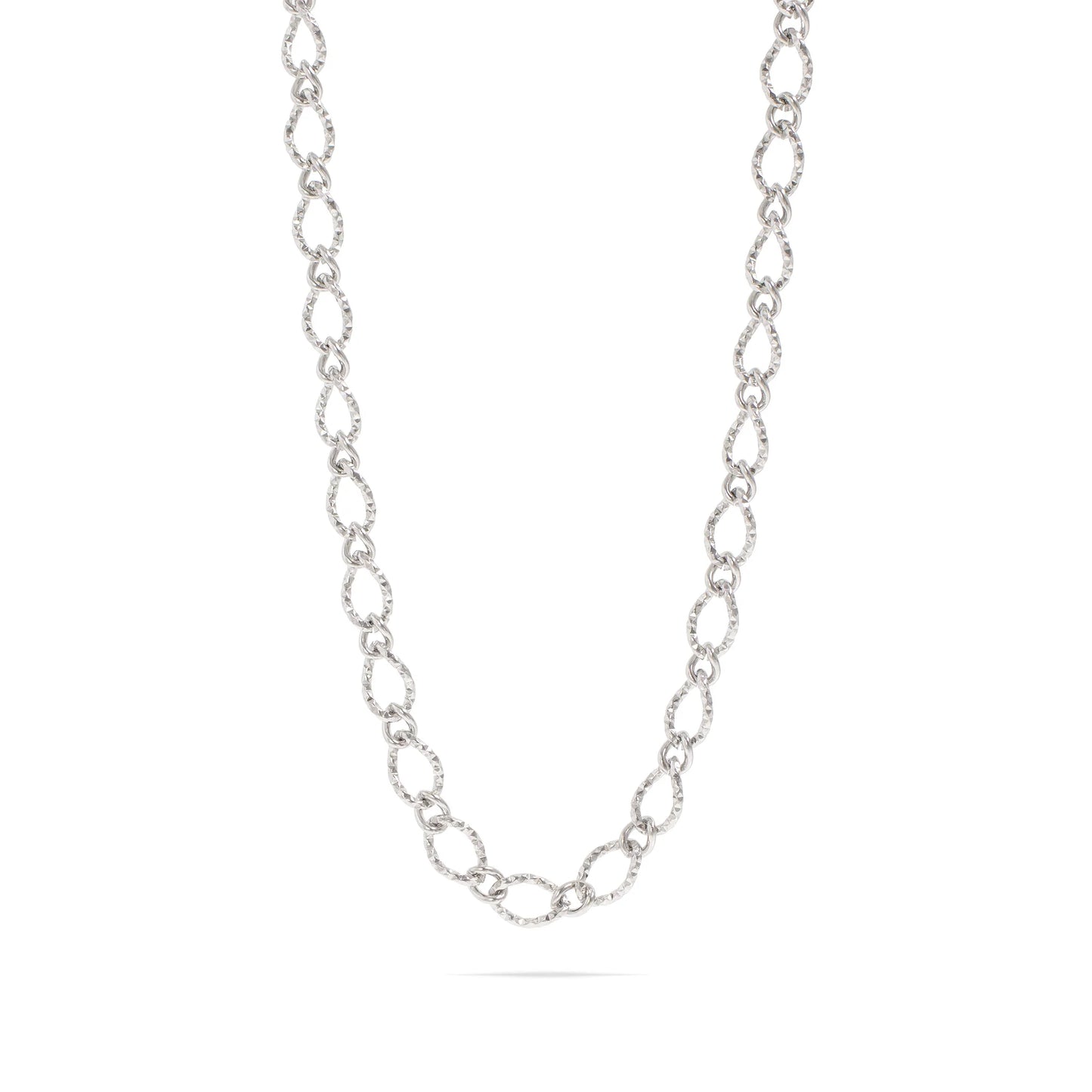Hammered Oval Link Necklace – 18K Gold or Silver Stainless Steel