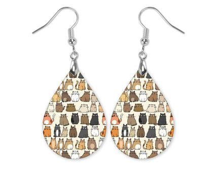 Cats Dangle Teardrop Earrings