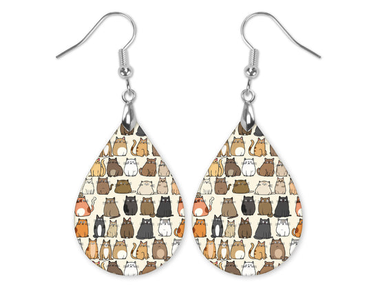 Cats Dangle Teardrop Earrings