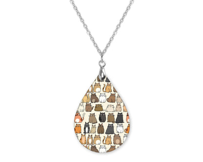 Cats Teardrop Shape Necklace