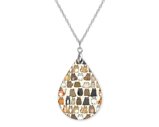 Cats Teardrop Shape Necklace