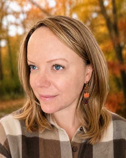 Fall Maple Leaf Dangle Earrings – Glitter Acrylic